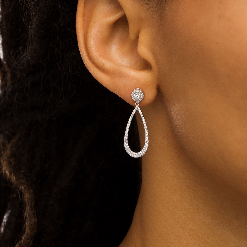 Main Image 2 of 5/8 CT. T.W. Diamond Open Teardrop Earrings in 10K White Gold