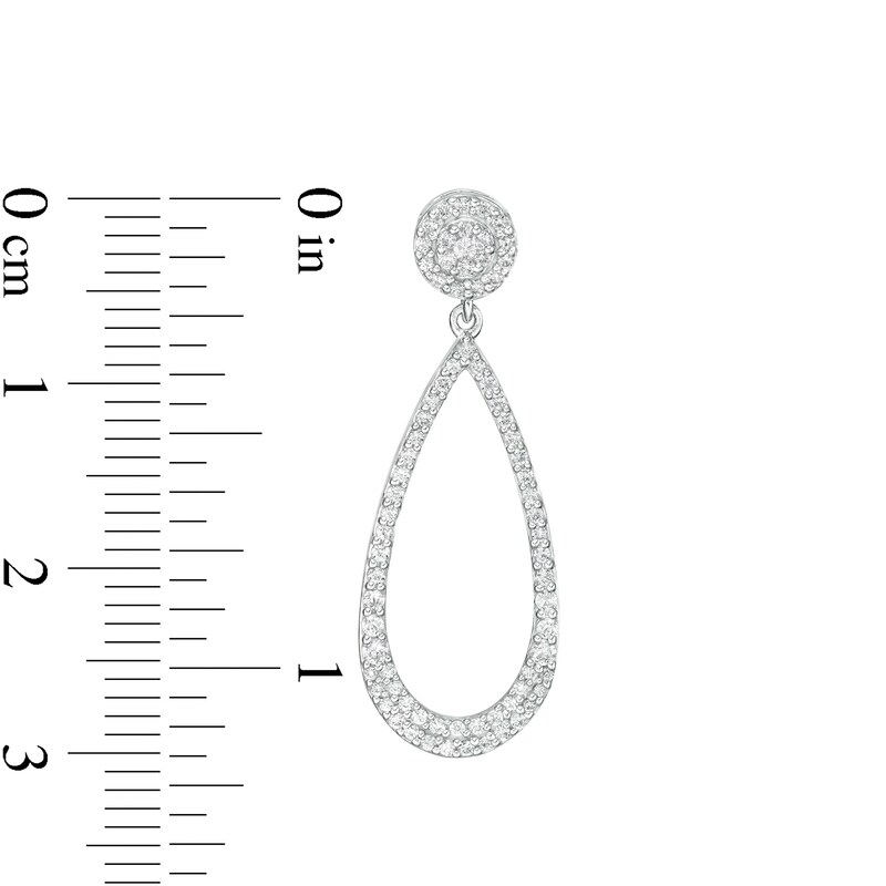 Main Image 3 of 5/8 CT. T.W. Diamond Open Teardrop Earrings in 10K White Gold