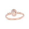 Thumbnail Image 0 of Oval Morganite and 1/15 CT. T.W. Diamond Frame Art Deco Ring in 10K Rose Gold