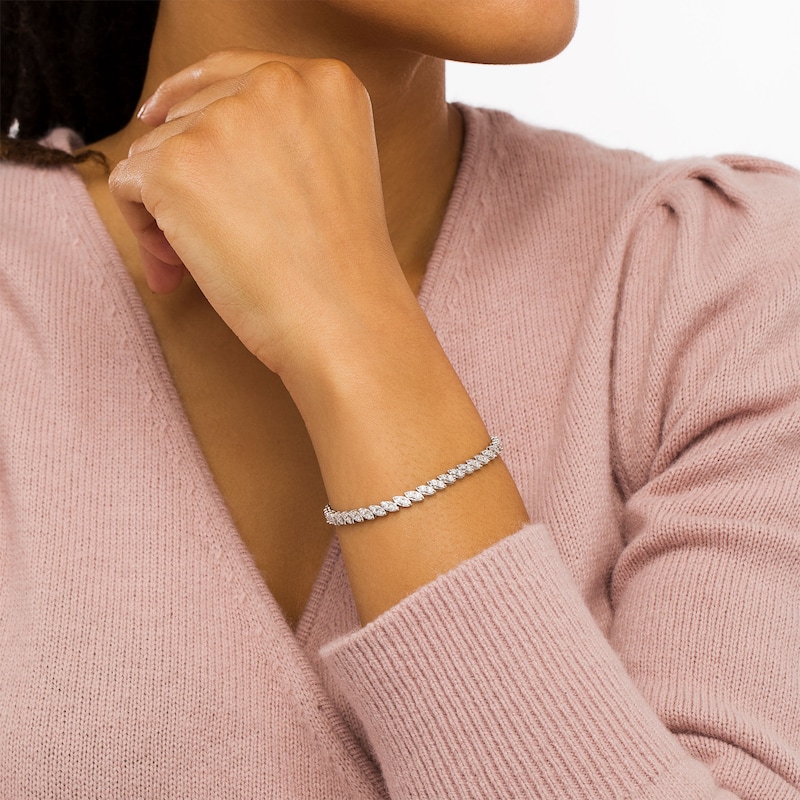 Main Image 2 of 1/2 CT. T.W. Diamond Marquise Line Bracelet in 10K White Gold - 7.5"