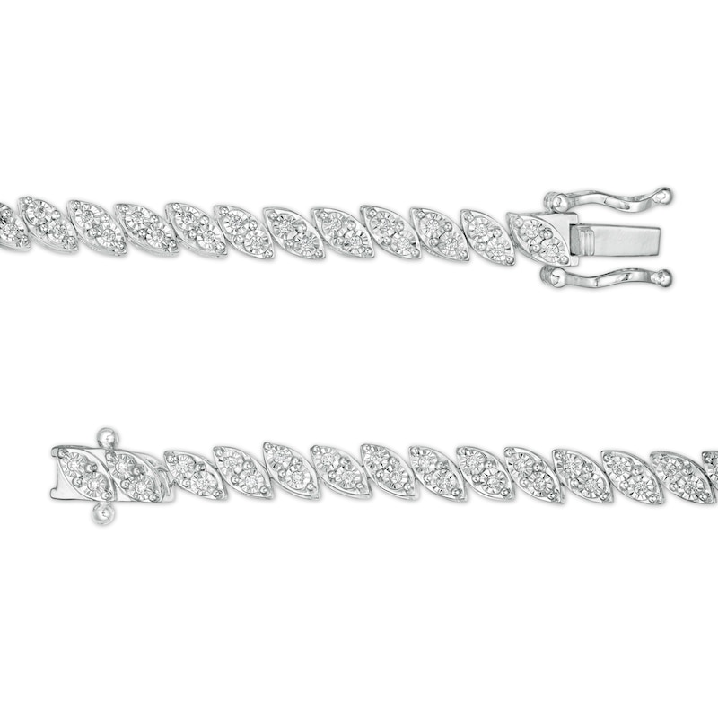 Main Image 3 of 1/2 CT. T.W. Diamond Marquise Line Bracelet in 10K White Gold - 7.5"