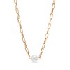 Thumbnail Image 1 of 8.5mm Freshwater Cultured Pearl Solitaire Paper Clip Necklace in 10K Gold