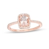 Thumbnail Image 1 of Oval Morganite and 1/10 CT. T.W. Diamond Cushion Frame Ring in 10K Rose Gold