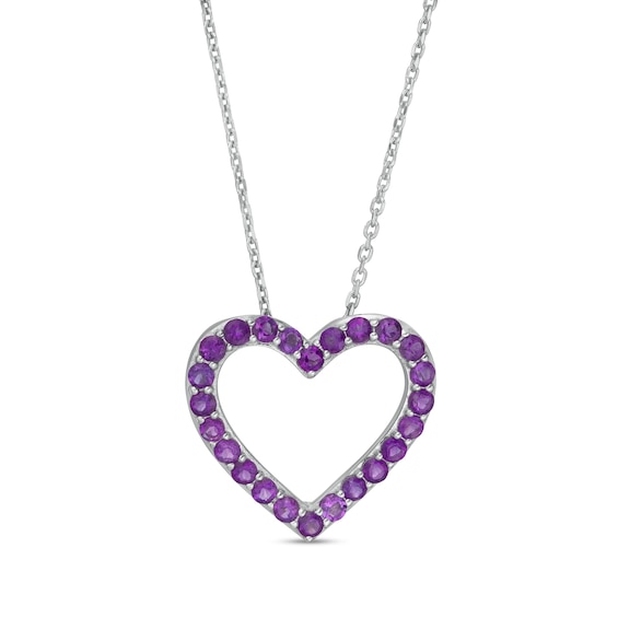 Amethyst Adjustable Heart Pendant in Sterling Silver