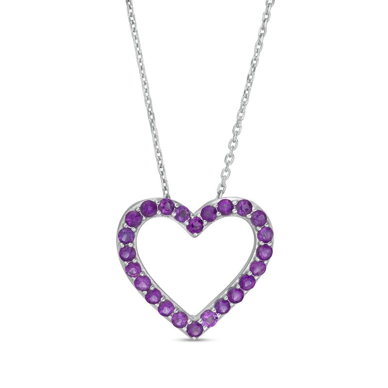 Main Image 1 of Amethyst Adjustable Heart Pendant in Sterling Silver