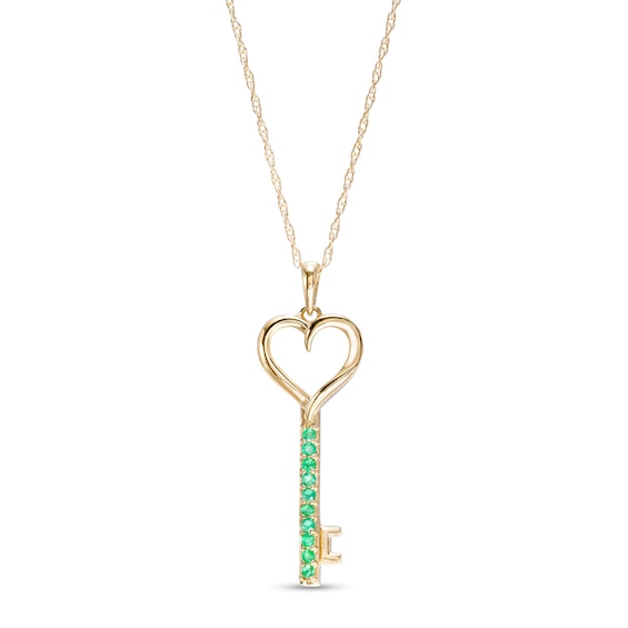 Emerald Heart-Top Key Pendant in 10K Gold