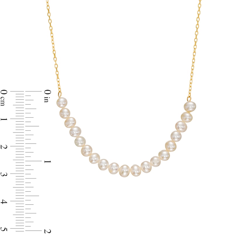 Cultured Freshwater Pearl Choker Necklace in 10K Gold - 16"