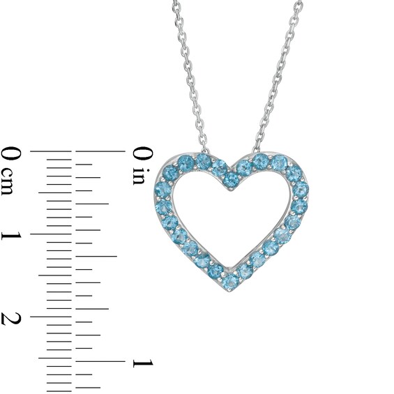 Swiss Blue Topaz Adjustable Heart Pendant in Sterling Silver