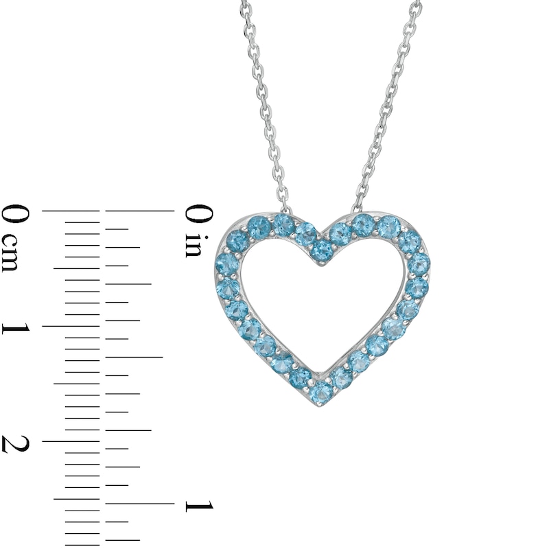 Main Image 3 of Swiss Blue Topaz Adjustable Heart Pendant in Sterling Silver