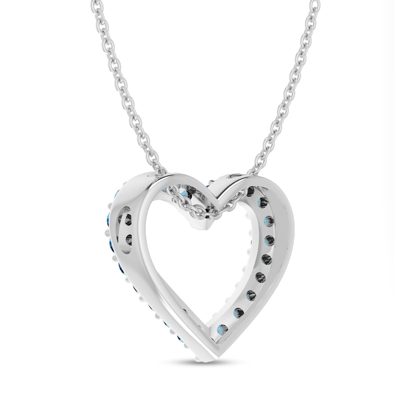 Main Image 4 of Swiss Blue Topaz Adjustable Heart Pendant in Sterling Silver