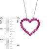 Thumbnail Image 3 of Lab-Created Ruby Adjustable Heart Pendant in Sterling Silver