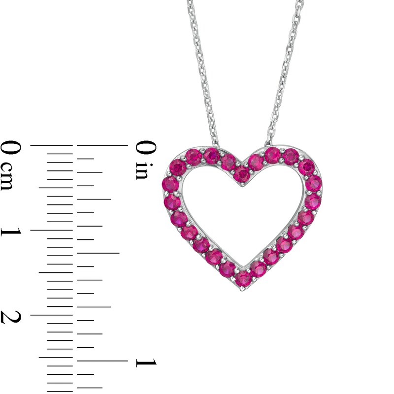 Main Image 3 of Lab-Created Ruby Adjustable Heart Pendant in Sterling Silver