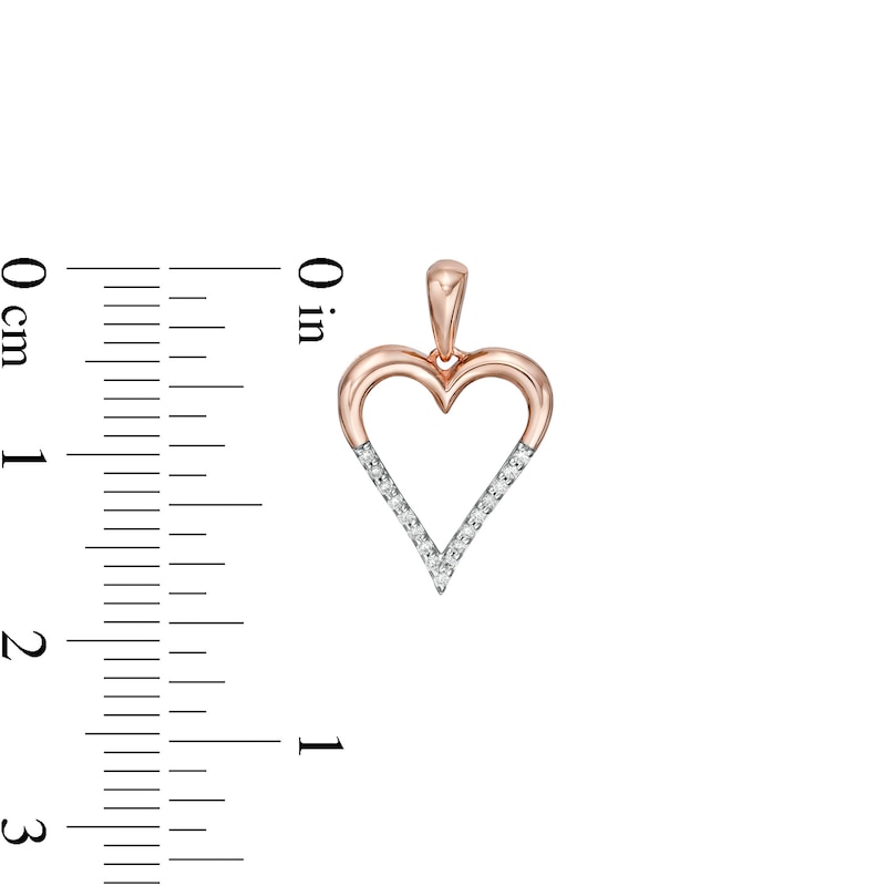 1/10 CT. T.W. Diamond Elongated Heart Drop Earrings in 10K Rose Gold