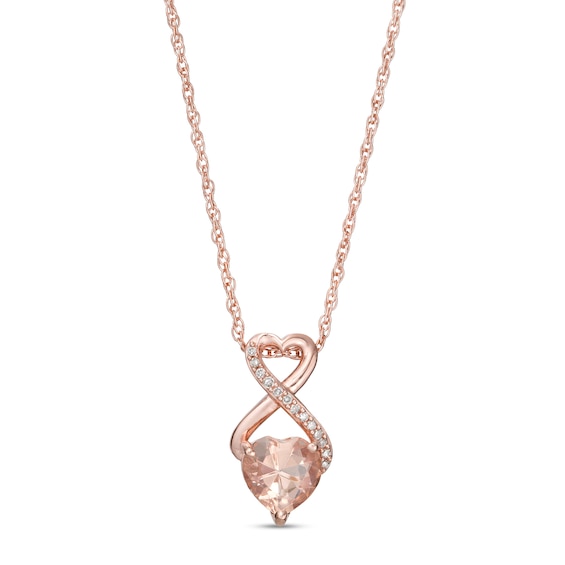 6.0mm Morganite and Diamond Accent Heart-Shaped Infinity Pendant in 10K Rose Gold