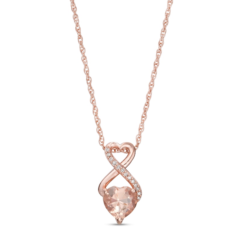 6.0mm Morganite and Diamond Accent Heart-Shaped Infinity Pendant in 10K Rose Gold