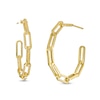 Thumbnail Image 1 of Multi-Finish Paper Clip Chain Link J-Hoop Earrings in 10K Gold