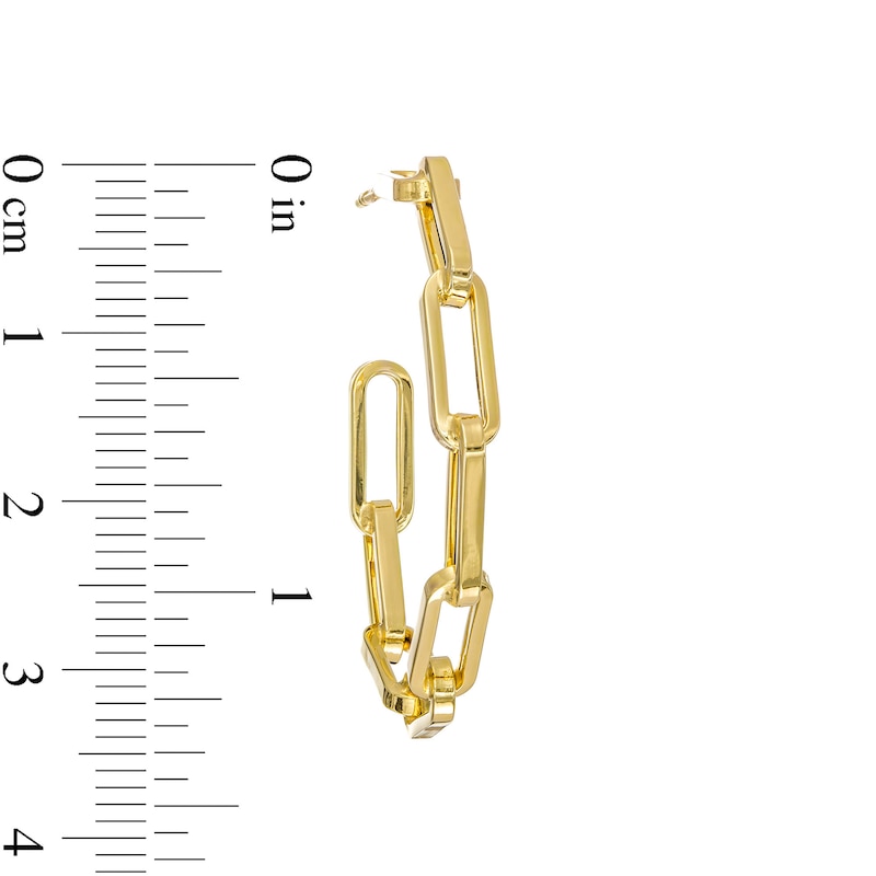 Main Image 3 of Multi-Finish Paper Clip Chain Link J-Hoop Earrings in 10K Gold