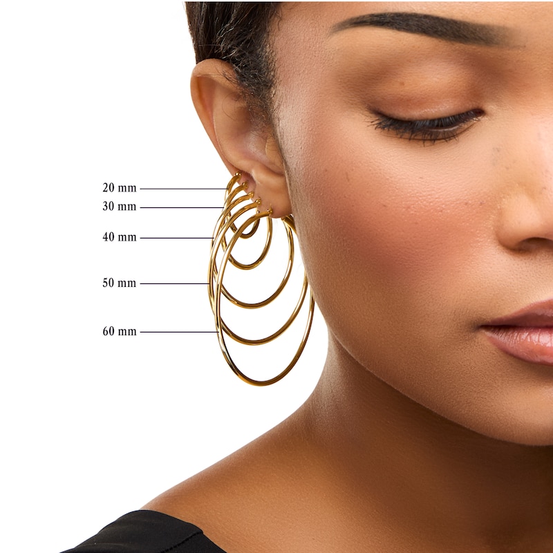 Main Image 4 of Multi-Finish Paper Clip Chain Link J-Hoop Earrings in 10K Gold