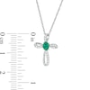Thumbnail Image 2 of Oval Emerald and 1/10 CT. T.W. Diamond Pinwheel Cross Pendant in 10K White Gold