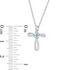 Thumbnail Image 1 of Oval Aquamarine and 1/10 CT. T.W. Diamond Pinwheel Cross Pendant in 10K White Gold