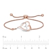 Thumbnail Image 3 of 1/10 CT. T.W. Diamond Interlocking Double Elongated Heart Bolo Bracelet in Sterling Silver with 14K Rose Gold Plate