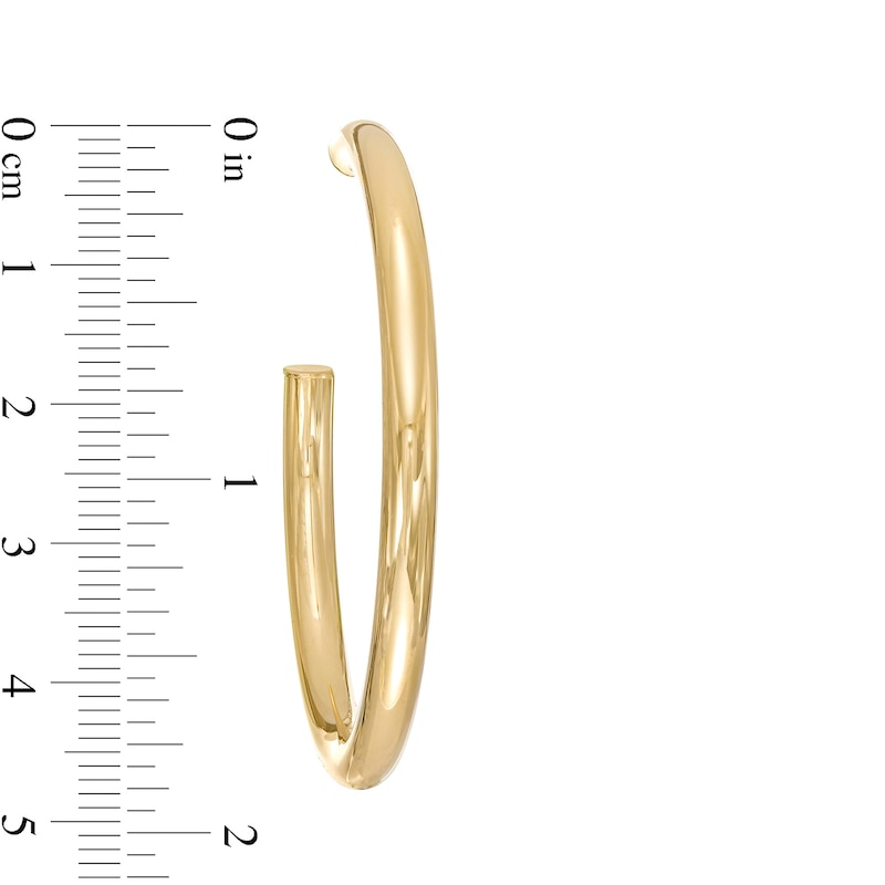 Main Image 3 of Made in Italy 40.0mm Tube J-Hoop Earrings in 14K Gold