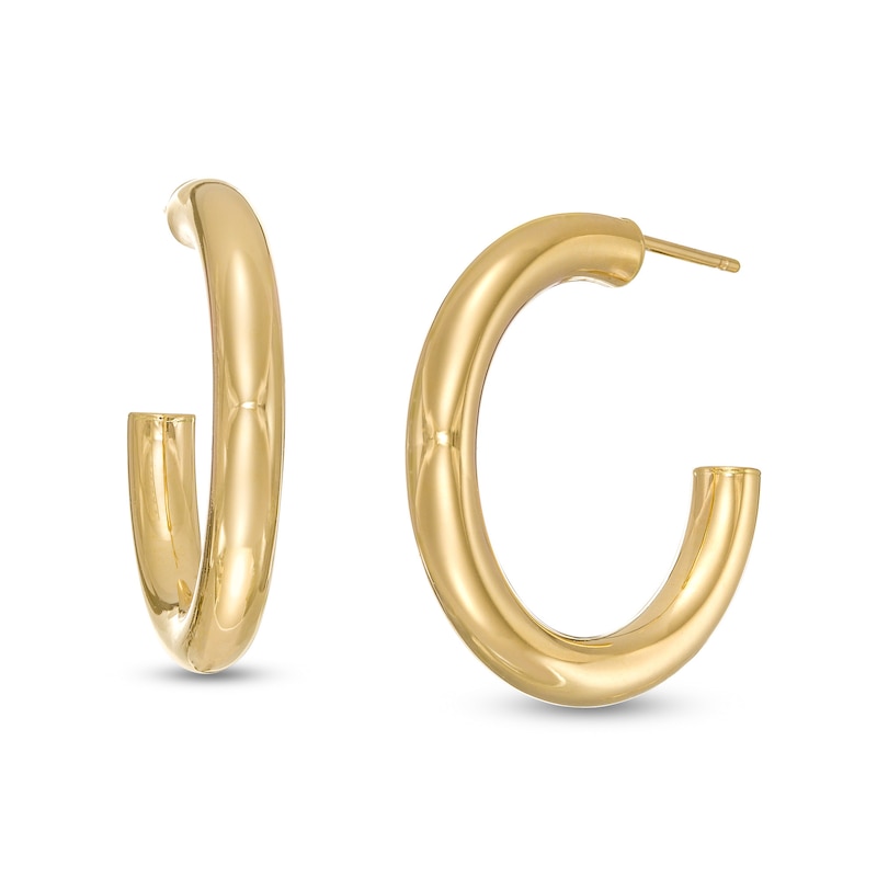 Main Image 1 of Made in Italy 20.0mm Tube J-Hoop Earrings in 14K Gold