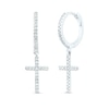 Thumbnail Image 1 of 1/4 CT. T.W. Diamond Cross Drop Earrings in 14K White Gold