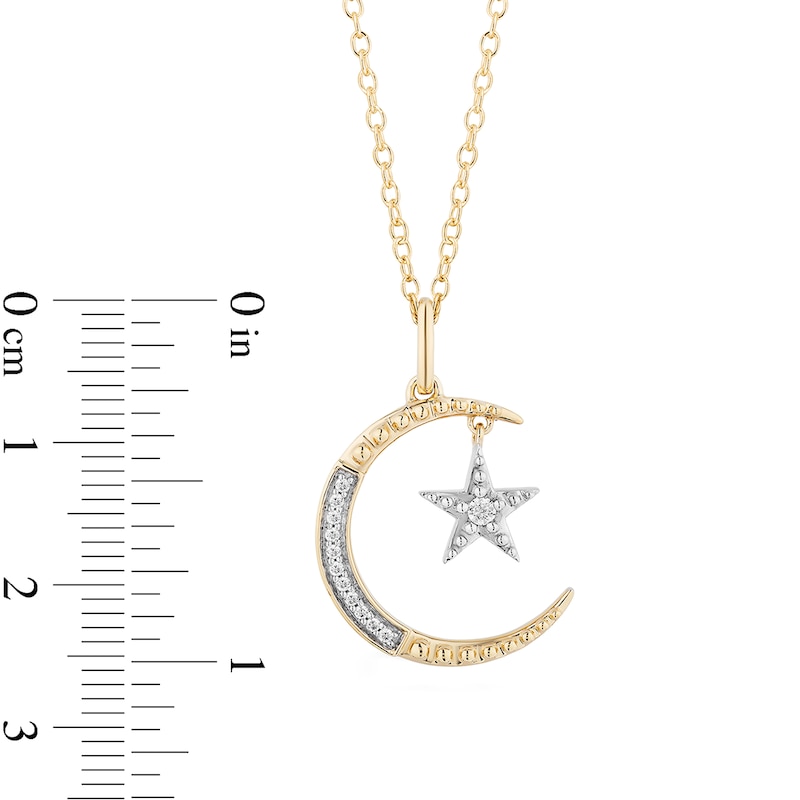 Main Image 3 of Enchanted Disney Jasmine 1/10 CT. T.W. Diamond Moon and Star Pendant in 10K Gold – 19"