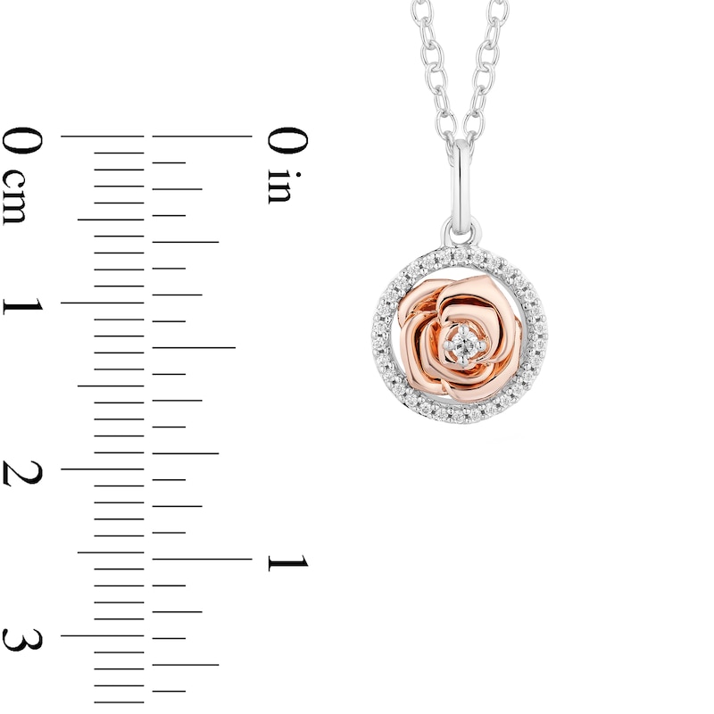 Main Image 3 of Enchanted Disney Belle 1/10 CT. T.W. Diamond Frame Rose Pendant in 10K Two-Tone Gold – 19"