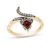 Thumbnail Image 1 of Enchanted Disney Villains Jafar Pear-Shaped Garnet and 1/6 CT. T.W. Diamond Snake Ring in 10K Gold