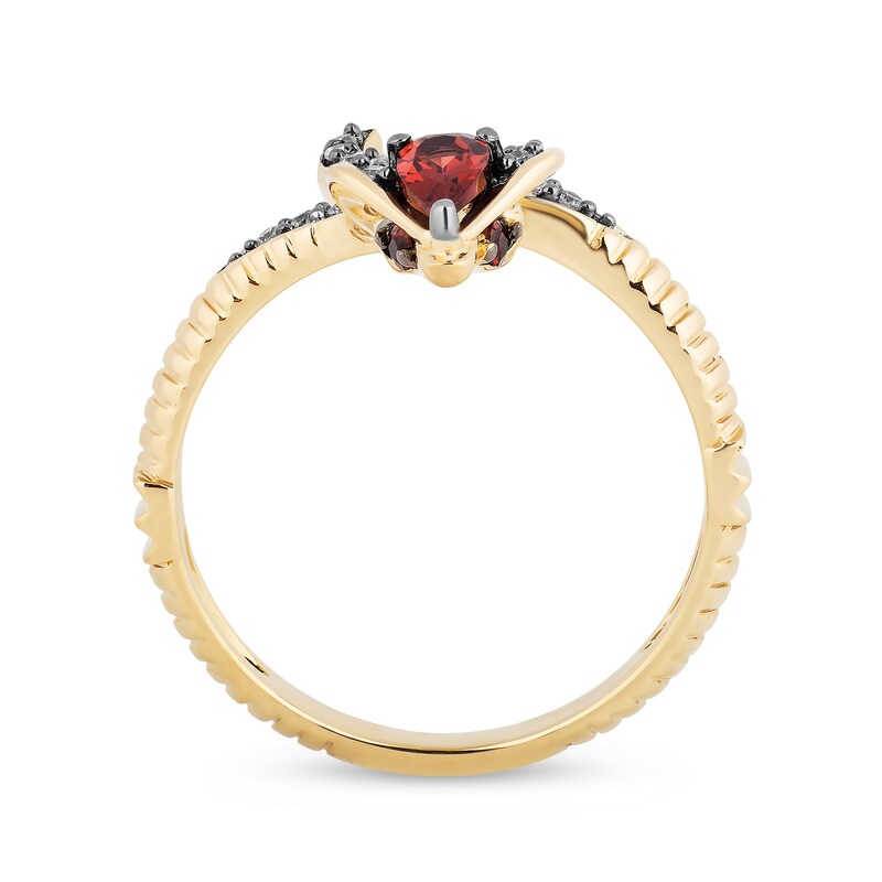 Main Image 3 of Enchanted Disney Villains Jafar Pear-Shaped Garnet and 1/6 CT. T.W. Diamond Snake Ring in 10K Gold