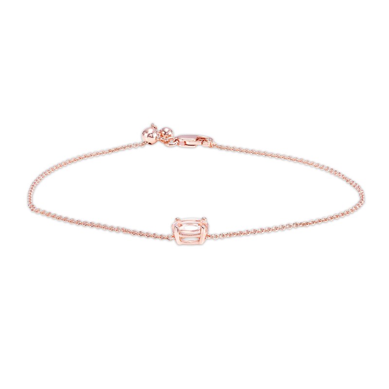 Main Image 1 of Sideways Oval Morganite Solitaire Bracelet in 10K Rose Gold - 7.5"