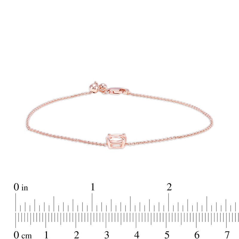 Main Image 3 of Sideways Oval Morganite Solitaire Bracelet in 10K Rose Gold - 7.5"