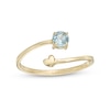 Thumbnail Image 1 of 4.0mm Aquamarine and Polished Heart Open Wrap Ring in 10K Gold