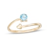 Thumbnail Image 1 of 4.0mm Swiss Blue Topaz and Polished Heart Open Wrap Ring in 10K Gold
