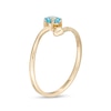 Thumbnail Image 3 of 4.0mm Swiss Blue Topaz and Polished Heart Open Wrap Ring in 10K Gold