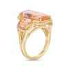 Thumbnail Image 3 of Cushion-Cut Orange and White Lab-Created Sapphire Frame Three Stone Ring in Sterling Silver with 14K Gold Plate