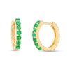 Thumbnail Image 0 of Emerald and White Sapphire Reversible Huggie Hoop Earrings in 10K Gold