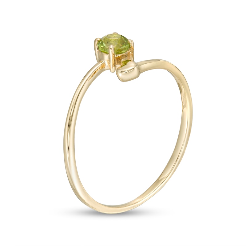 Main Image 3 of 4.0mm Peridot and Polished Heart Open Wrap Ring in 10K Gold
