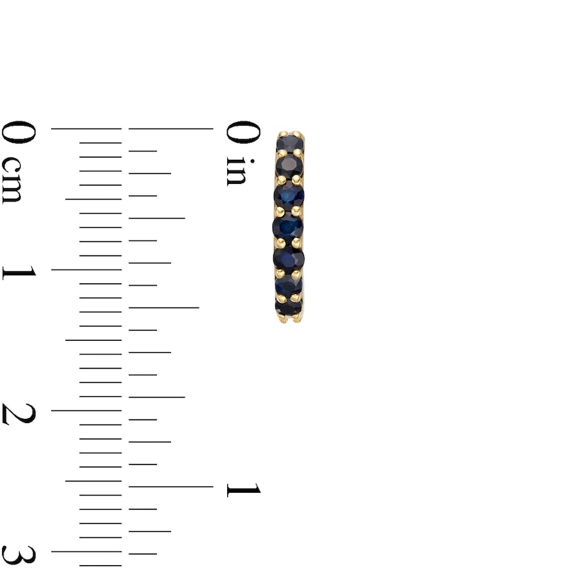 Main Image 4 of Blue and White Sapphire Reversible Huggie Hoop Earrings in 10K Gold