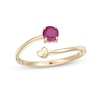 Thumbnail Image 1 of 4.0mm Ruby and Polished Heart Open Wrap Ring in 10K Gold