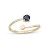 Thumbnail Image 0 of 4.0mm Blue Sapphire and Polished Heart Open Wrap Ring in 10K Gold