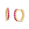 Thumbnail Image 1 of Ruby and White Sapphire Reversible Huggie Hoop Earrings in 10K Gold