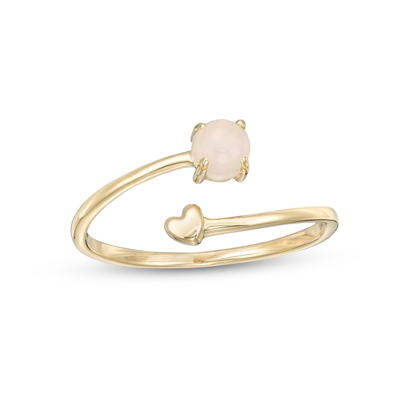 Main Image 1 of 4.0mm Opal and Polished Heart Open Wrap Ring in 10K Gold