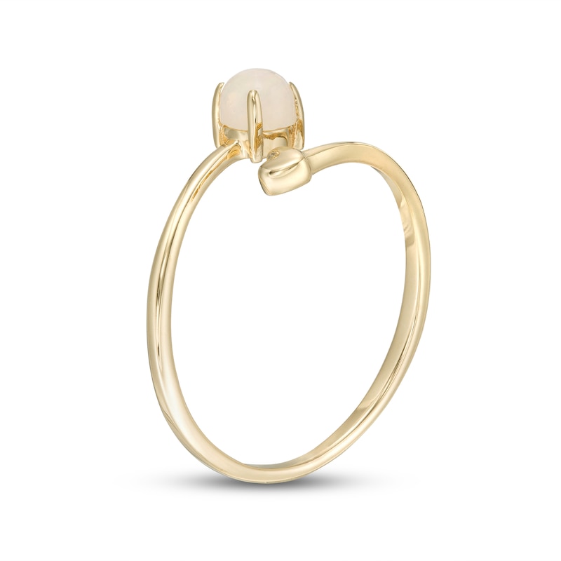 Main Image 3 of 4.0mm Opal and Polished Heart Open Wrap Ring in 10K Gold