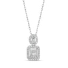 Thumbnail Image 0 of Marilyn Monroe™ Collection 3/8 CT. T.W. Emerald and Oval-Shaped Diamond Pendant in 10K White Gold