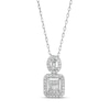 Thumbnail Image 1 of Marilyn Monroe™ Collection 3/8 CT. T.W. Emerald and Oval-Shaped Diamond Pendant in 10K White Gold