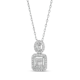 Marilyn Monroe™ Collection 3/8 CT. T.W. Emerald and Oval-Shaped Diamond Pendant in 10K White Gold