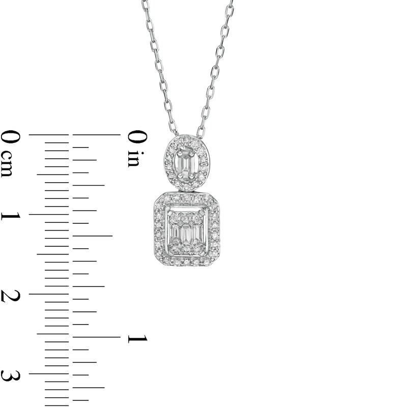 Main Image 2 of Marilyn Monroe™ Collection 3/8 CT. T.W. Emerald and Oval-Shaped Diamond Pendant in 10K White Gold